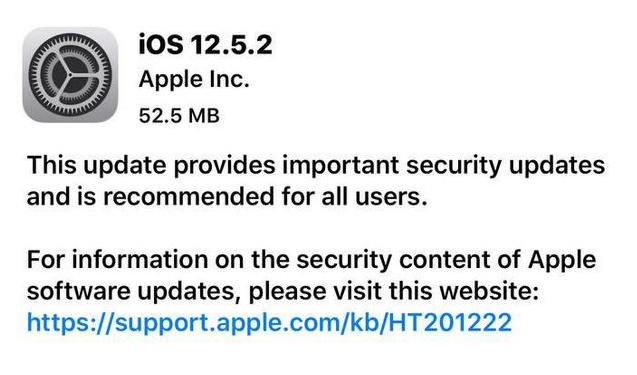 通辽苹果手机维修分享iOS12.5.2发布，建议所有老苹果用户安装 